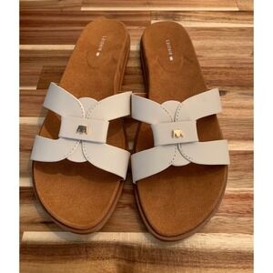 Birdies Robin White Leather Slide Sandals Minimalist Chic Resortwear Preppy-7